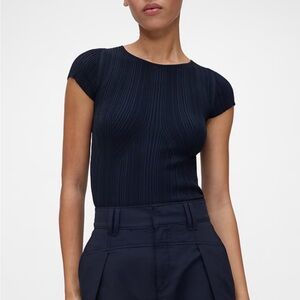 GAP GapStudio Rib T-Shirt Short Sleeve Top - New Classic Navy